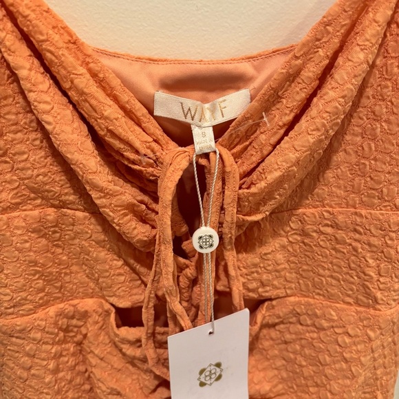 Wayf Iris Ruffle Hem Dress Women's Size Small NWT Tangerine Revolve - Picture 5 of 15